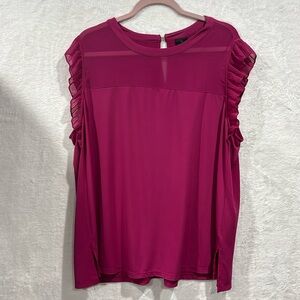 Worthington Fuchsia Ruffle Top 3X Sleeveless Blouse